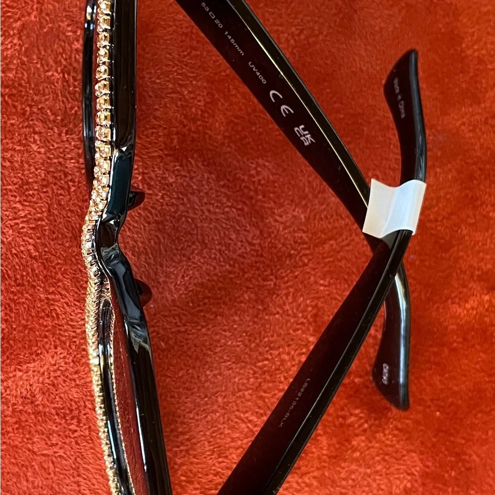 Fabulous New Gold RHINESTONE Embellished Oversized Square SUNGLASSES